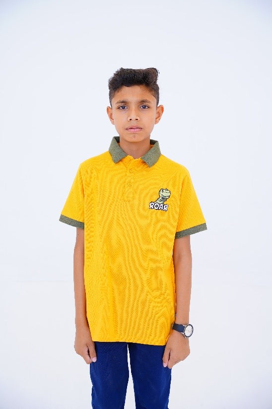 Dino Print Yellow Polo
