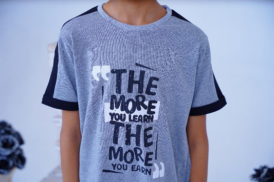 Grey N Black Quoted T Shirt