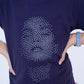 Black Dotted Face Print Top for Girls