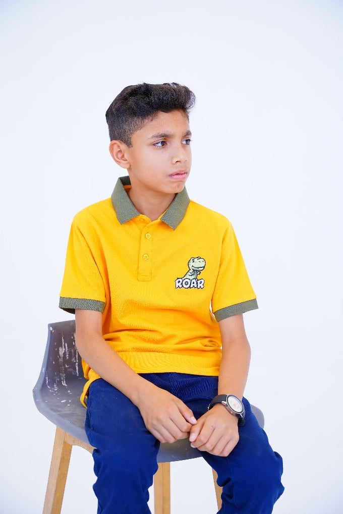 Dino Print Yellow Polo