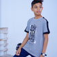 Grey N Black Quoted T Shirt
