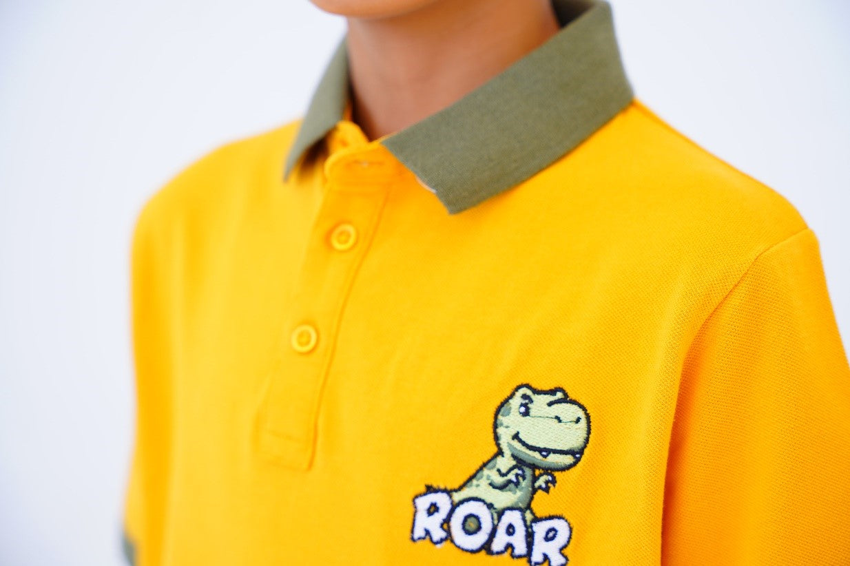 Dino Print Yellow Polo